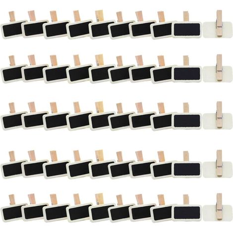 50 Pièces Mini Tableau Noir, Mini Ardoise Rectangle Tableau Noir avec Pince, pour Mémo Fête, Étiquette, Bar, l'étiquetage, Le Mariage (1/5)