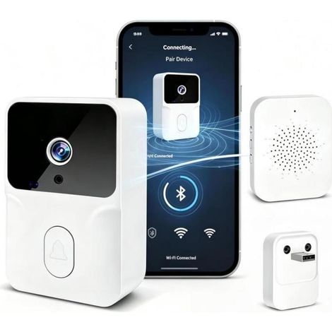 Sonnette sans Fil avec caméra, Sonnette caméra1080p,Surveillance de Vision Nocturne HD,interphone à Domicile (1/5)