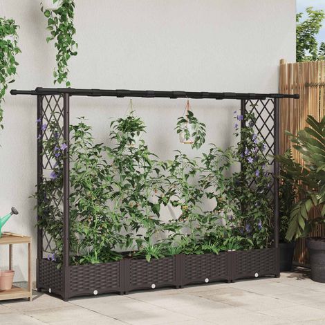 Teenpull – Hochbeet mit Rankgitter und Dach Braun 203 x 40 x 121 cm PP (1/5)