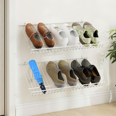 Pour dressing organisé, étagères murales à chaussures faciles à installer, lot de 2 range-chaussures en métal (1/5)