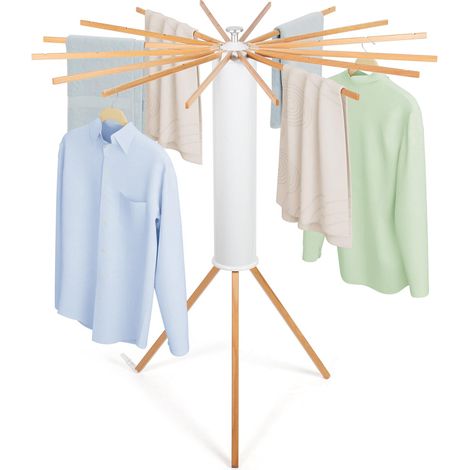 Etendoir Linge Interieur, Séchoir à Rayons en éventail en Bois, Séchoir à Linge Pliant pour Le Linge de Petite Taille terrasse Jardin (1/5)
