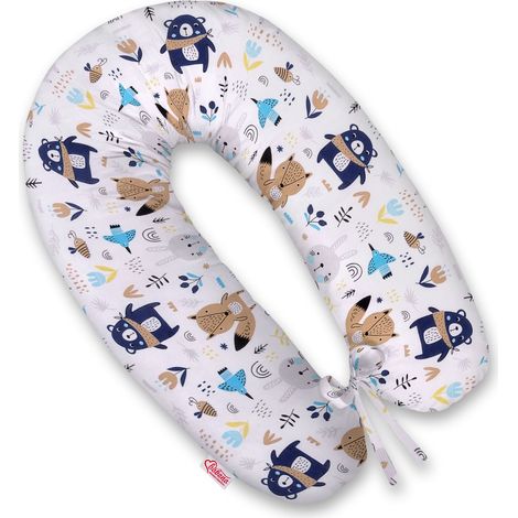 Cuscino per la gravidanza più lungo per le donne incinte + fodera rimovibile - Orsetti blu navy (1/5)