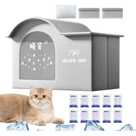 Maison Rafraîchissante pour Chats d'Extérieur Tente Pour Chaton Abri