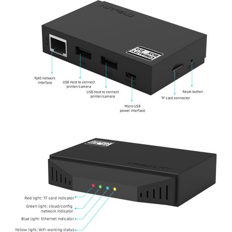 GARRYFIZH Creality WiFi Box 2.0 Assistant intelligent pour imprimante 3D Configuration BT Réseau Cloud Slice & Print/Télécommande Prise de vue accélérée Carte TF 8G Compatible avec Android iOS FDM (1/5)