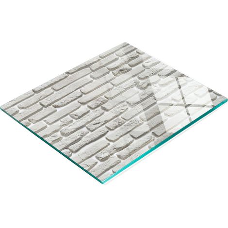 Tabla de cortar decorativa de cristal para cocina, diseño de pared de ladrillo blanco, 60x52 cm (1/5)