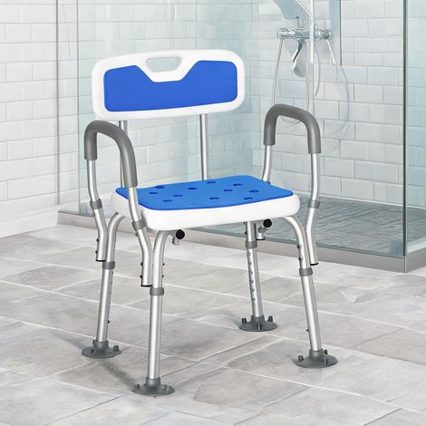 Chaise de douche réglable en aluminium 56,5 x 53,5 cm blu (1/5)