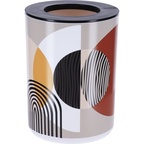 Poubelle de salle de bain 5L avec couvercle amovible déco Trendy Jaune et Terracotta - TENDANCE (1/2)