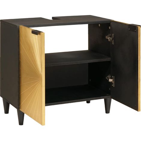 Maison Exclusive - Armadio sottolavello con lo scaffale Nero e Oro 62 x 33 x 58 cm (1/5)
