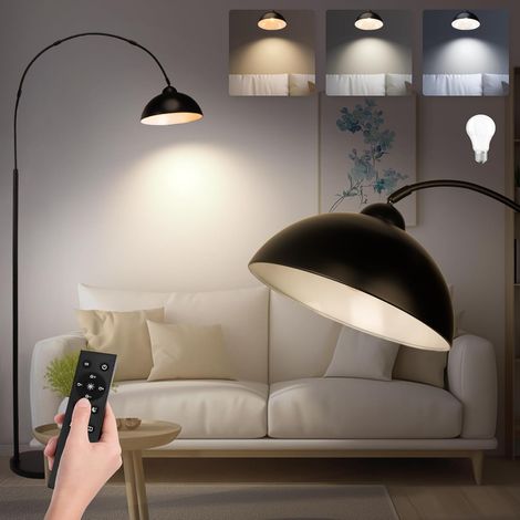 Curved Floor Lamp, Black Metal Arc Floor Lamp with Remote Control, Modern Atmosphere Light for Living Room/Bedroom, Living Room with Dimmable LED Floor Lamp (Black) (1/5)