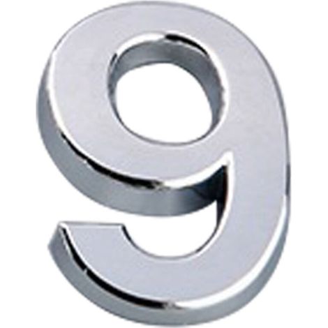 Numéro de porte de 5 cm avec base auto-adhésive ABS moulé par injection, panneau numérique galvanisé, numéro de maison argenté [9] (1/5)