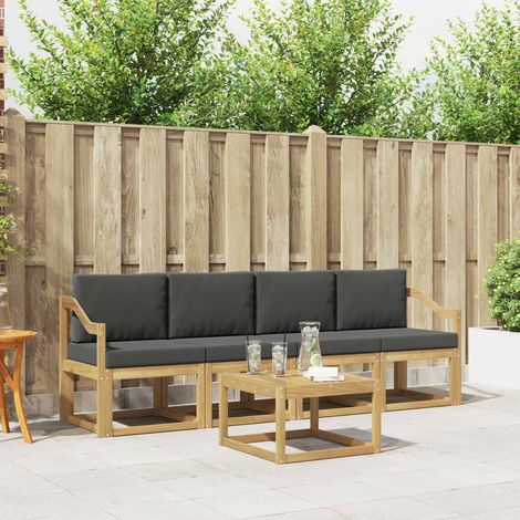 vidaXL Outdoor-Sofagarnitur mit Kissen 5 pcs Weiß und Anthrazit (1/5)