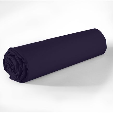 Drap housse coton uni 90 x 190 cm Passion bleu imperial (1/3)