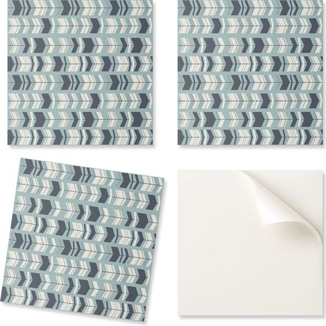 Azulejos autoadhesivos con estampado - Perfectos para la cocina. Geometr铆a de flechas en movimiento. 4x50x50 cm.