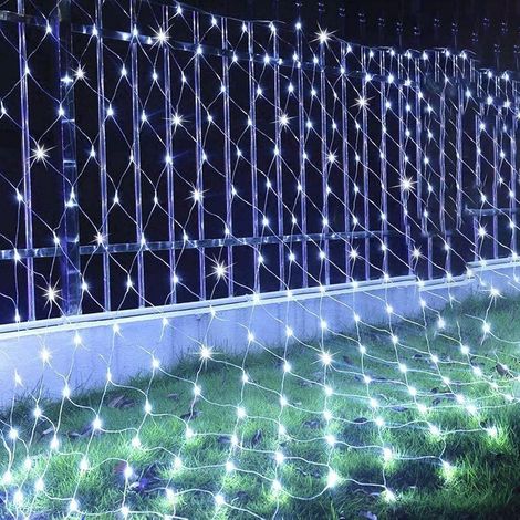 Filet lumineux 192LED, guirlande lumineuse étanche à piles, rideau de lumière maillé pour jardin extérieur intérieur Noël mariage fête décor mural (Multicolore, 3x2M) (1/5)