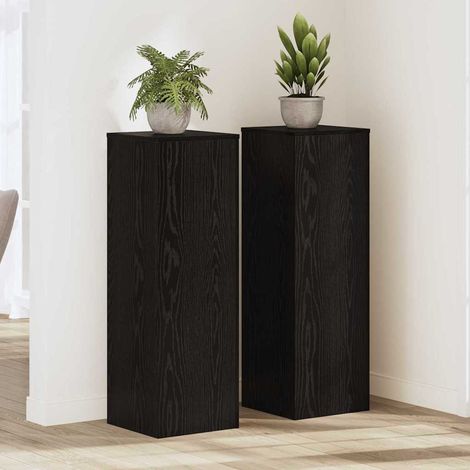 Pflanzenständer 2 pcs Schwarz Eichen-Optik 33 x 33 x 100 cm vidaXL