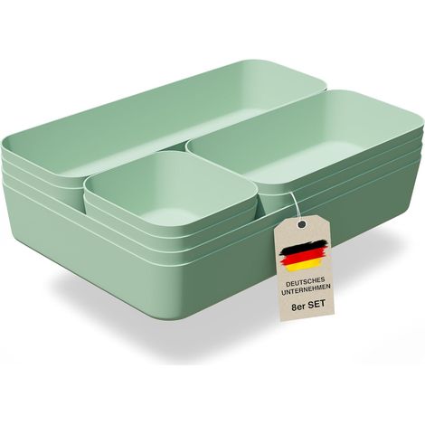 Organisateur de tiroir lot de 8 boîtes de rangement Vert pastel (1/5)