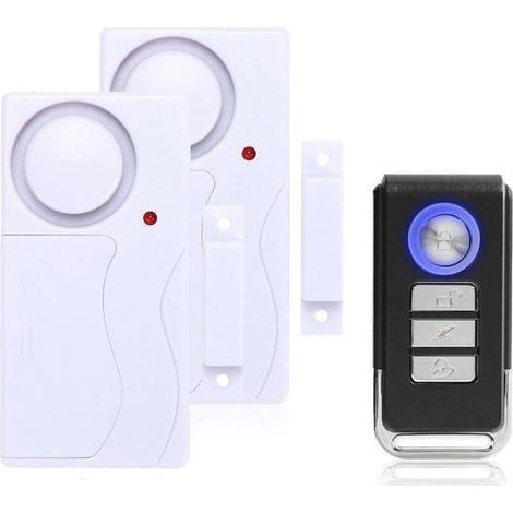 Alarma de Puertas y Ventanas - Alarma Antirrobo Inalámbrica con Control Remoto, Fácil de Instalar, 105 dB Muy Ruidosa (Incluye 2 Alarmas y 1 Control Remoto) (1/5)