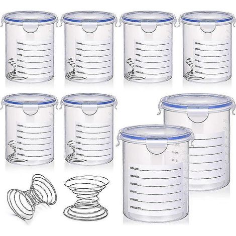 Lot de 8 pots de peinture avec bille de mélange en acier inoxydable et gobelets de rangement pour retouches de peinture (1/5)