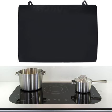 Protection Induction: 51 x 63 cm Protection pour Plaque de Cuisson Anti-éclaboussures Cuisine, Couverture pour Plaque Vitrocéramique Protection Induction Tapis Enroulable Noir (1/5)