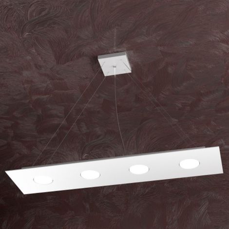 Lampadario moderno top light area 1127 s4 r gx53 led monoemissione metallo sospensione, finitura metallo bianco