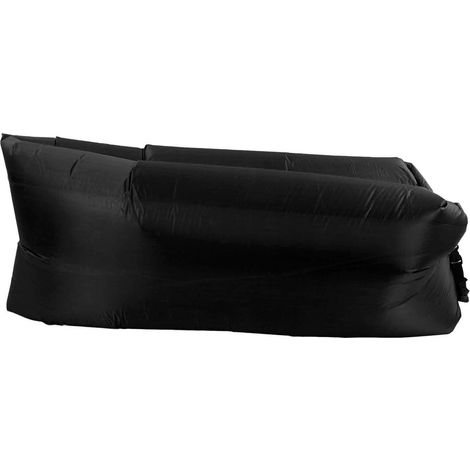 Canapé-lit gonflable pliable et portable avec sac de rangement, idéal pour le camping, noir. (1/5)