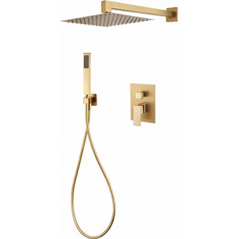 Soffione Set Doccia Incasso 25cm A 2 Vie Oro Soffione Doccetta Completo 87894