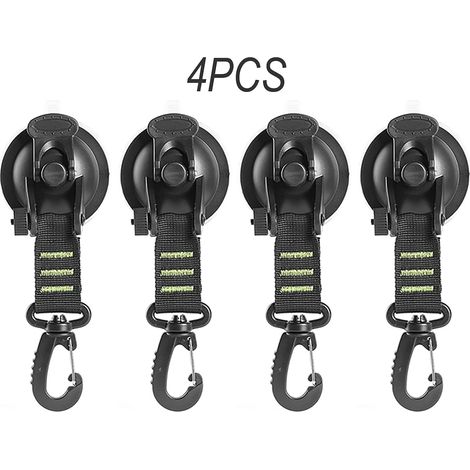 Ventouse - Crochet Pivotant 360° - Charge Maximale 10 Kg - Pour Camping Randonnée Escalade - Lot De 4 (1/5)