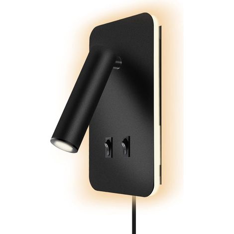 MIMOSON-Lampe de lecture LED, Applique murale d'intérieur réglable, avec interrupteur, avec prise pour cordon d'alimentation, deux températures de couleur (lumière naturelle 5W + lumière chaude8W) (1/5)