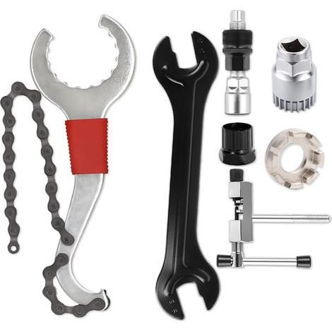 Set di 7 pezzi per estrattore di pedivelle per bicicletta. Set professionale composto da estrattore per pedivelle e attrezzo per movimento centrale, per il montaggio e lo smontaggio della bicicletta. (1/5)