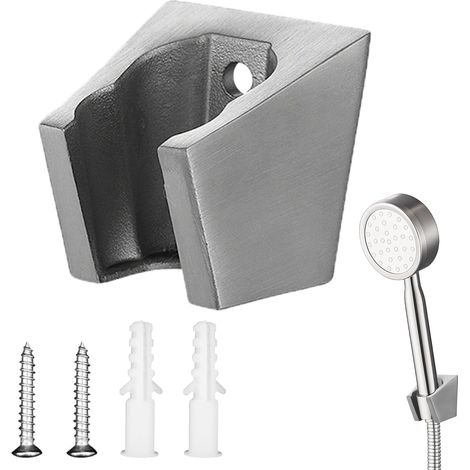 Support Pommeau de Douche, Support Douchette Argent Mural Avec Vis et Crochet Acier Inoxydable, Accroche Pommeau de Douche Léger et Fort Pour Douchette Salle de Bain (1/5)