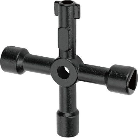 Clé universelle pour armoire électrique, clé utilitaire en croix multifonction pour plombier, électricien (noir) (1/5)