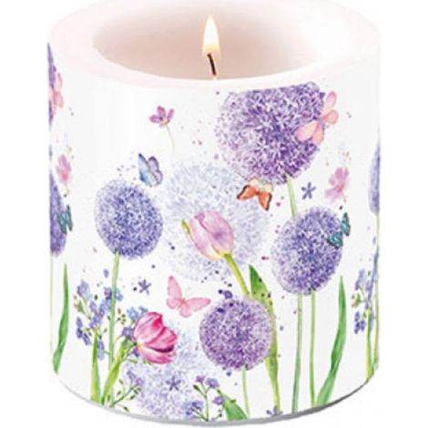 Bougie pilier - Bougie pilier - 9 cm de haut - Cire de paraffine - Durée de combustion : 35 h - Couleurs pastel - Décoration de table - Série Flower Beauty