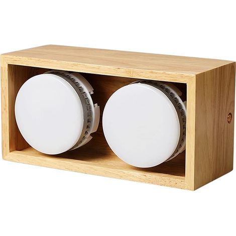 Spot Encastré LED 2 Têtes Bois - Montage en Surface, Lumière Plafonnier pour Salon, Log, Grille Spot (8W) (1/4)