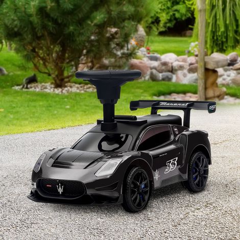 Voiture électrique pour enfant Maserati, espace de rangement, klaxon et musique, pneus silencieux, pour les enfants de 1,5 à 5 ans, jusqu'à 25 kg, noire (1/5)