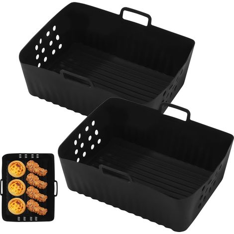 2 Pièces Moule Air Fryer,Silicone,Trous d'aération,Poignée,Ninja Foodi Max Dual Zone (1/5)