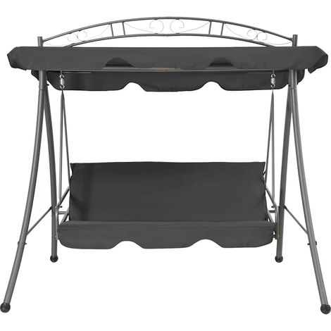 Balancelle convertible de jardin, Chaise Fauteuil Suspendu, à auvent Anthracite 198x120x205 cm Acier OIB5404E (1/5)