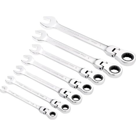 Jeu de 7 clés métriques à cliquet articulées avec clés plates (1/5)