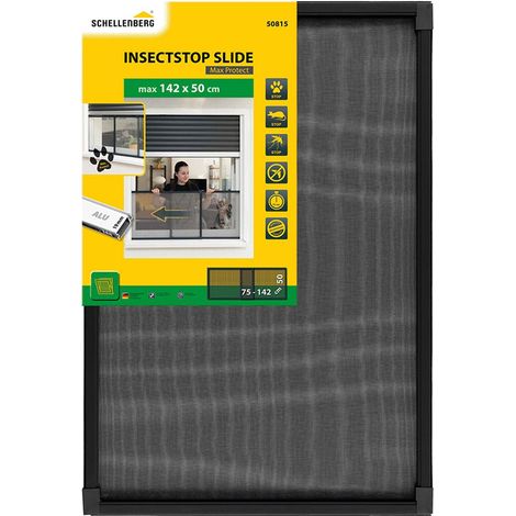 Moustiquaire extensible anthracite, maille aluminium, 75-142 x 50 cm