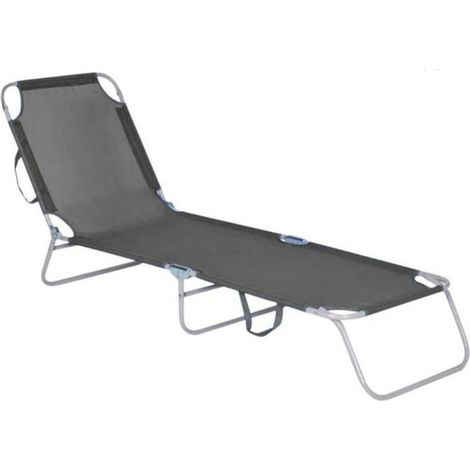 TrAdE Shop Traesio - Lettino In Textilene Grigio Per Mare Giardino Schienale Regolabile In 3 Posizioni 281046 - (1/5)