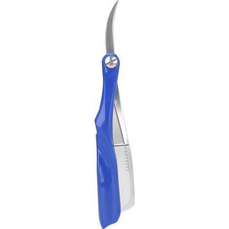 Rasoir à Barbe Portable Professionnel - Outil de Toilettage Facial Manuel Pliable Bleu (1/5)