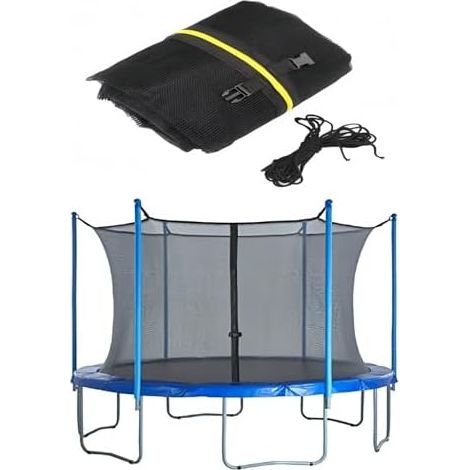 Filet de sécurité pour trampoline , 244 306 366 427 cm, filet rechange d'intérieur et jardin, poteaux 6/8, noir, rond - à corde 6 tiges Diamètre 3,66 m 12 pi