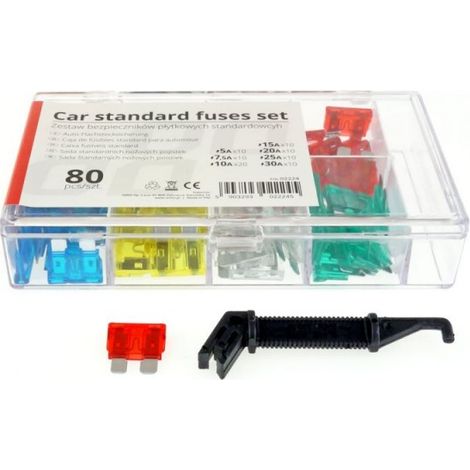 Fusibles de lámina estándar para automóviles, juego de 80 unidades, MIX AMIO-02224