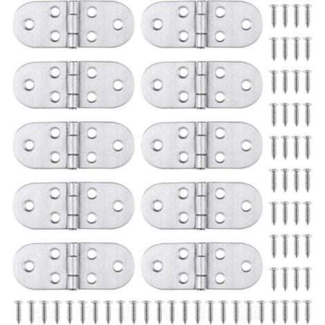 10 Charnière Inox et Vis, Montage facile et solides, pour Table Pliante, Porte de Placard, Trappe, Fenêtre Bateau/Maison (1/5)