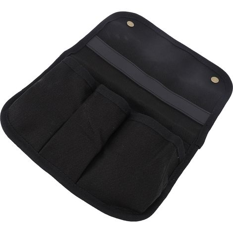 Sacoche latérale de rangement pour chaise de camping en toile double épaisseur, poche latérale suspendue pour fauteuil ou support de tente, noire (1/5)