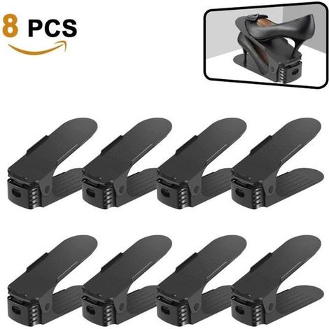 8 pièces range-chaussures réglable, hauteur ajustable, gain d'espace optimisé, rangement vertical pour chaussures plates et à talons, placard / entrée
