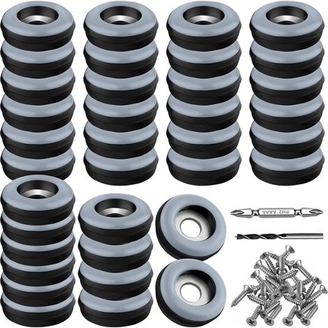 Lot de 36 Patins Teflon Diamètre 19mm Avec Vis Inox Et Forets Pour Meubles Chaises Sols (1/5)