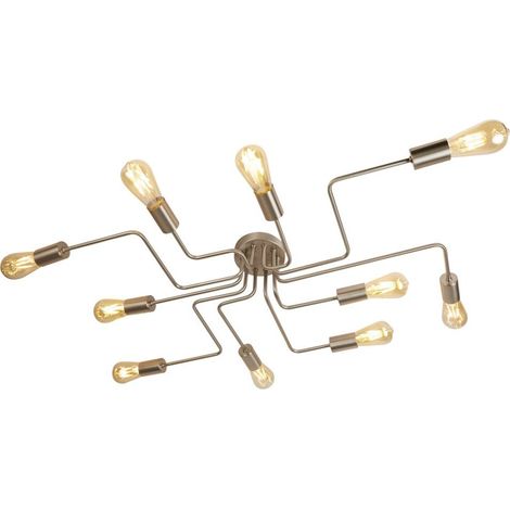 Plafonnier Acier de construction Lampe Satin Argent Design industriel Éclairage (1/3)