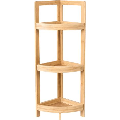 Corner Shelving Unit ILLAMPU Bamboo Wood Light Brown (1/5)