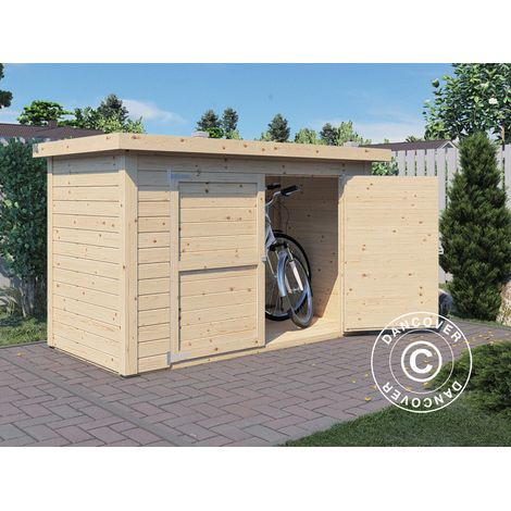 Wooden bike shed, Bertilo Wallstore Velo, 2.06x1.02x1.35 m, 2.1 m², Natural - Dancover (1/2)