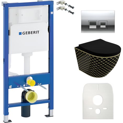 GEBERIT WC Set mit Vorwandelement, Wand-WC und Spülknopf (1/5)